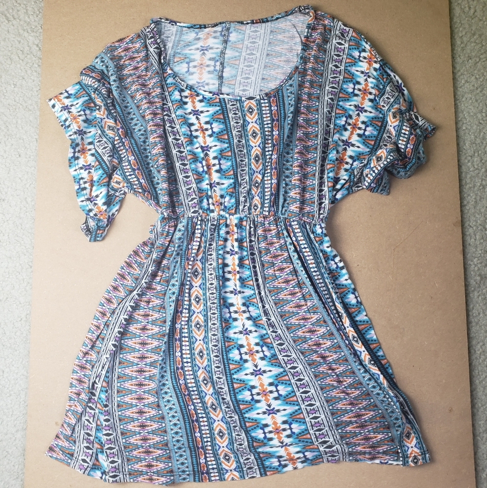 Rue21 Boho patterned cinch-waist dress M